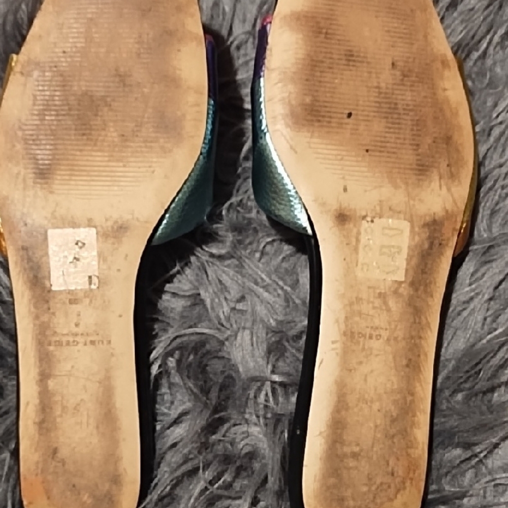 Kurt Geiger Multicolor Metallic Leather Slide Mules with Jewel Accent - Picture 7 of 9
